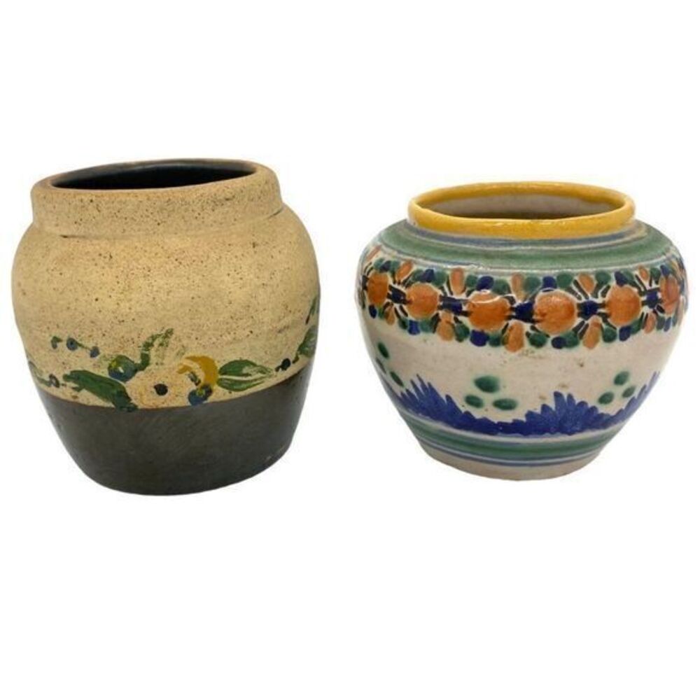 Small Pottery Jars Mexican and Antique Primitive